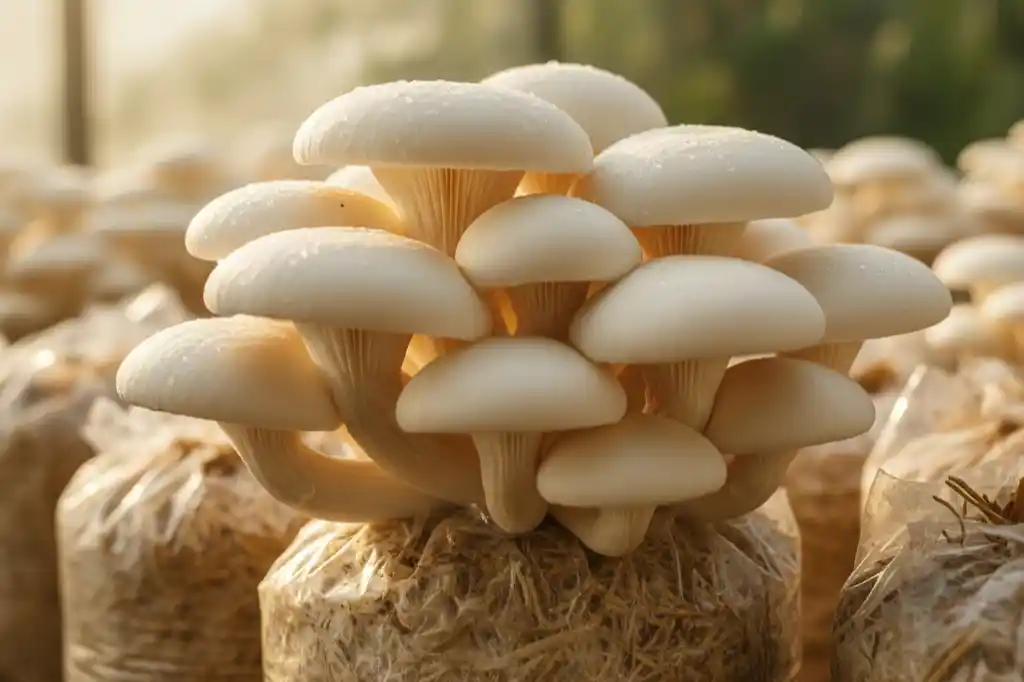 আধুনিক মাশরুম চাষ পদ্ধতিতে খড় বা স্ট্র সাবস্ট্রেটে মিল্কি মাশরুমের ফলন