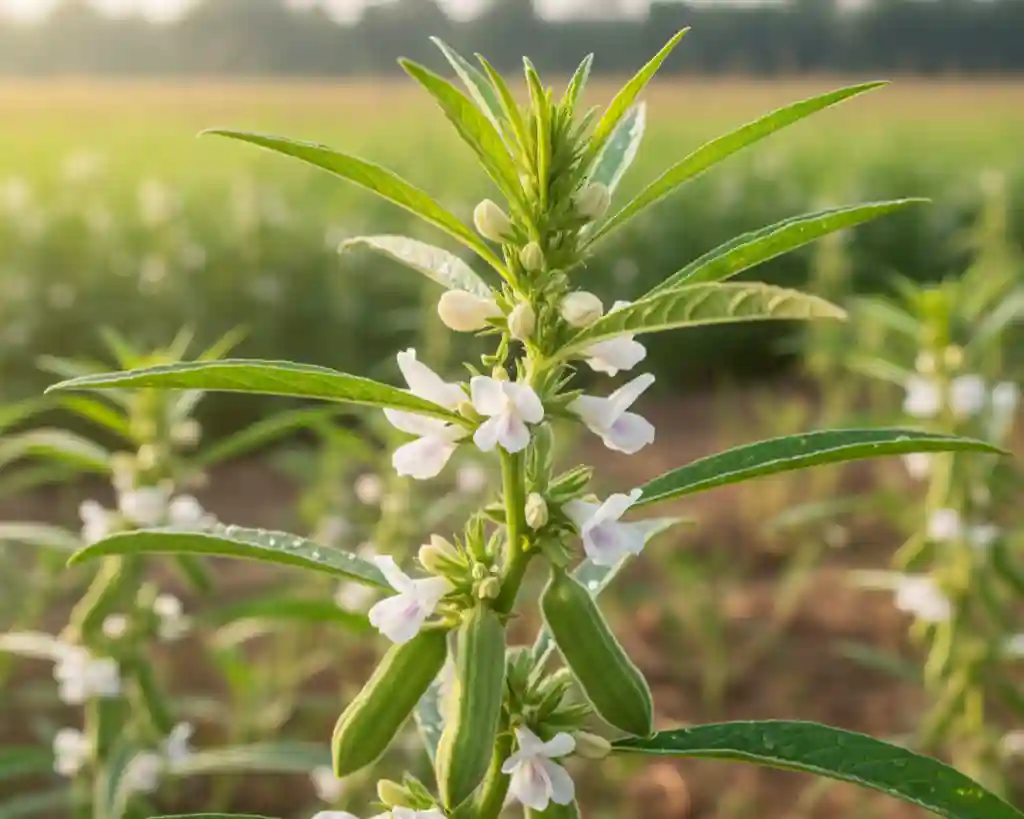তিল চাষ পদ্ধতিতে একটি সুস্থ সবল গাছ 