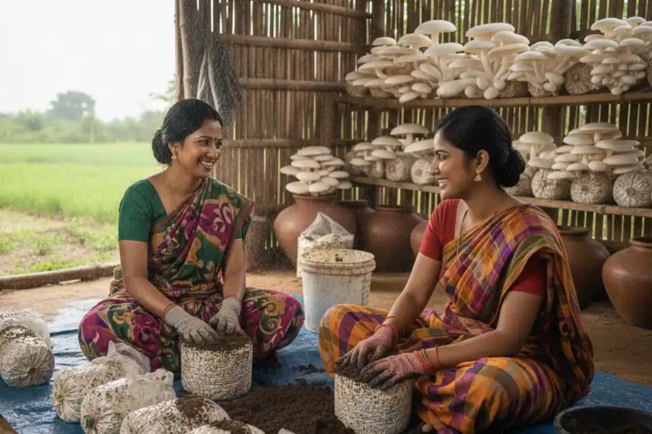 মিল্কি মাশরুম চাষের সিলিন্ডার ও কেসিং পদ্ধতি