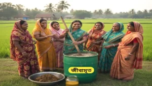 জীবামৃত (Jeevamrut): প্রাকৃতিক কৃষির মহাবিজ্ঞান ও মাটির হারানো সাম্রাজ্য পুনরুদ্ধারের সূত্র জীবামৃত (Jeevamrut) তৈরি করছেন মহিলা কৃষাণ দিদিরা ।