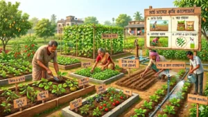 ফাল্গুন চৈত্র মাসের সবজি চাষে-র দৃশ্য যেখানে মার্চ মাসে কি কি সবজি চাষ করা যায় দেখা যাচ্ছে