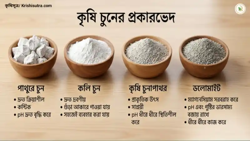 মাছ চাষে ব্যবহৃত বিভিন্ন প্রকার চুনের তালিকা ও বৈশিষ্ট্য।