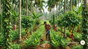 সুপারি চাষ পদ্ধতি: সুপারি বাগানে গোলমরিচ, কোকো, আদা, হলুদ এবং কলার বিজ্ঞানসম্মত বহুতল আন্তঃফসল চাষের বাস্তবসম্মত দৃশ্য। হাইব্রিড সুপারি চাষ , বারো মাসি সুপারি চাষ , উপরির উন্নত জাত, সুপারি বাগান করার নিয়ম , চারা রোপণ পদ্ধতি , সার প্রয়োগ , রোগ পোকা নিয়ন্ত্রণ ও বাত্সরিক আয় ব্যায় নিয়ে আলোচনা হয়েছে