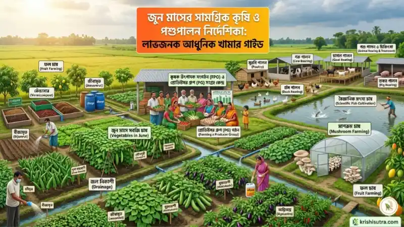 জুন মাসে কি কি সবজি চাষ করা যায়? তার বাস্তবসম্মত খামার চিত্র এবং সমন্বিত আধুনিক পশুপালন ব্যবস্থাপনা।