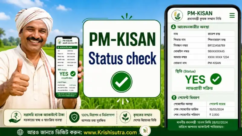 পিএম কিষান স্ট্যাটাস চেক, লিস্ট চেক, e kyc link, App daunload ও মোবাইল নং দিয়ে প্রধানমন্ত্রী কিষান সন্মান নিধি স্ট্যাটাস চেক ও application নম্বর বের করুন সহজে।