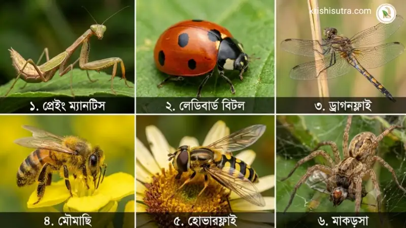 প্রাকৃতিক কৃষিতে ক্ষতিকর ও উপকারী পোকা চেনার উপায়। ফসলের উপকারী পোকার নাম ও ছবি।