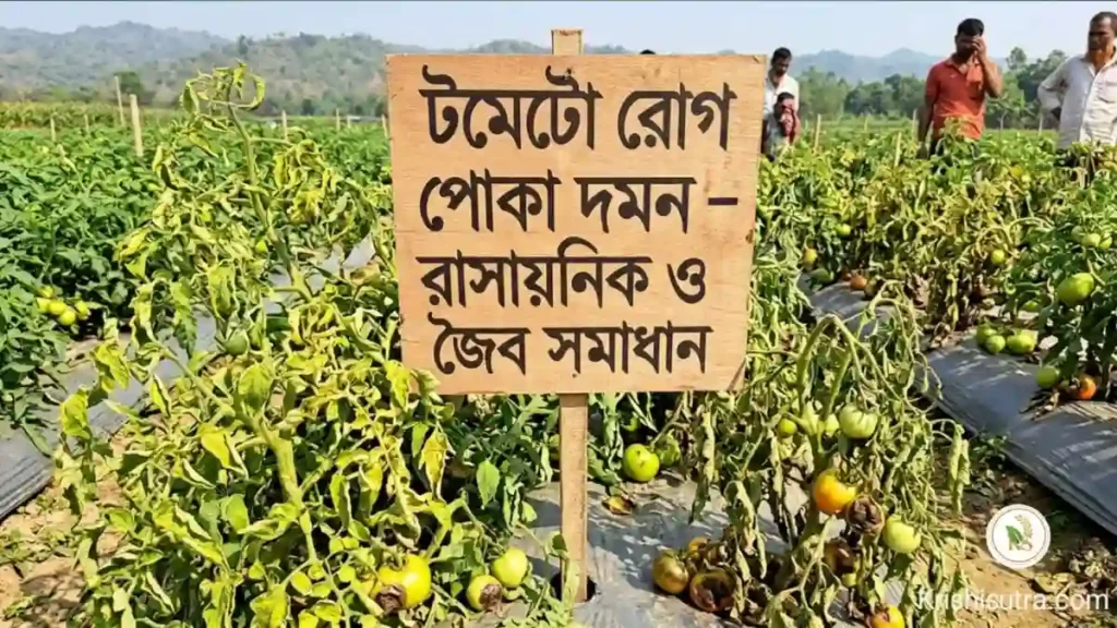 টমেটো গাছের রোগ ও প্রতিকার (tometo gacher rog o protikar), পাতা কোঁকড়ানো, ঢলে পড়া, গোড়া পচা রোগ ও পোকা দমন ব্যবস্থাপনা এবং tomato gacher pata kokrano rog - Krishisutra